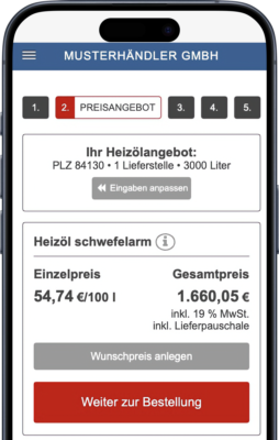 Bestellesystem mobile Ansicht