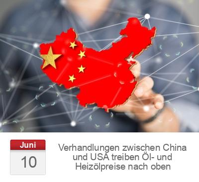 Verhandlungen zwischen China und USA treiben Öl- und Heizölpreise nach oben