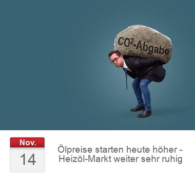 Ölpreise starten heute höher - Heizöl-Markt weiter sehr ruhig