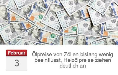 Ölpreise von Zöllen bislang wenig beeinflusst, Heizölpreise ziehen deutlich an