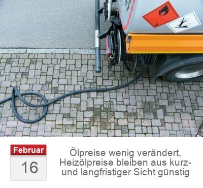 Ölpreise wenig verändert, Heizölpreise bleiben aus kurz- und langfristiger Sicht günstig
