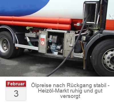 Ölpreise nach Rückgang stabil - Heizöl-Markt ruhig und gut versorgt
