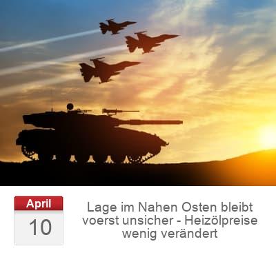 Lage im Nahen Osten bleibt voerst unsicher - Heizölpreise wenig verändert