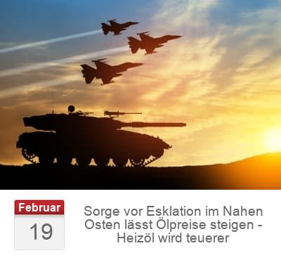 Sorge vor Esklation im Nahen Osten lässt Ölpreise steigen - Heizöl wird teuerer