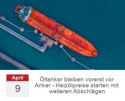 Öltanker bleiben vorerst vor Anker - Heizölpreise starten mit weiteren Abschlägen