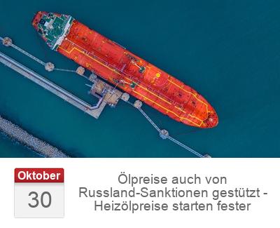 Ölpreise auch von Russland-Sanktionen gestützt - Heizölpreise starten fester