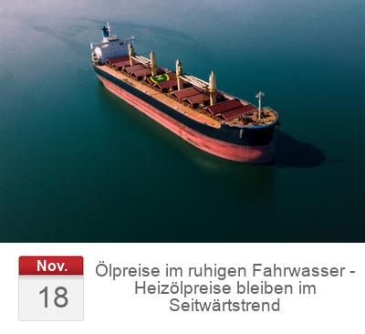 Ölpreise im ruhigen Fahrwasser - Heizölpreise bleiben im Seitwärtstrend