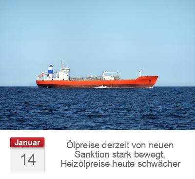 Ölpreise derzeit von neuen Sanktion stark bewegt, Heizölpreise heute schwächer