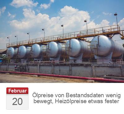 Ölpreise von Bestandsdaten wenig bewegt, Heizölpreise etwas fester
