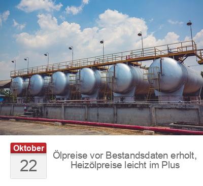 Ölpreise vor Bestandsdaten erholt, Heizölpreise leicht im Plus