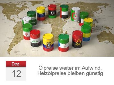 Ölpreise weiter im Aufwind, Heizölpreise bleiben günstig