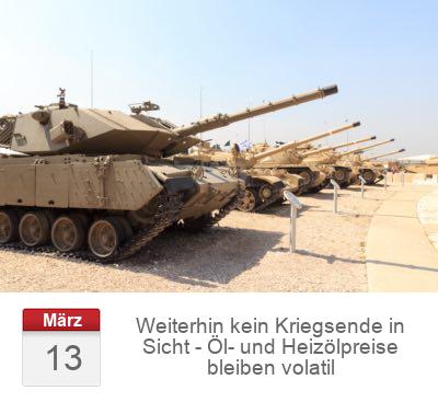Weiterhin kein Kriegsende in Sicht - Öl- und Heizölpreise bleiben volatil