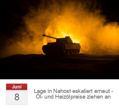Lage in Nahost eskaliert erneut - Öl- und Heizölpreise ziehen an