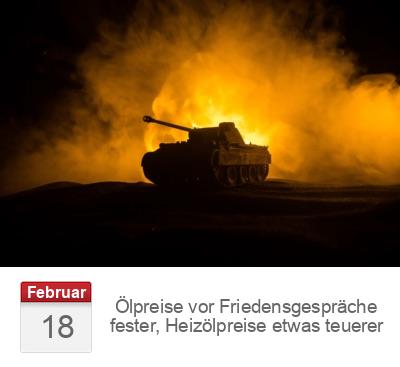 Ölpreise vor Friedensgespräche fester, Heizölpreise etwas teuerer