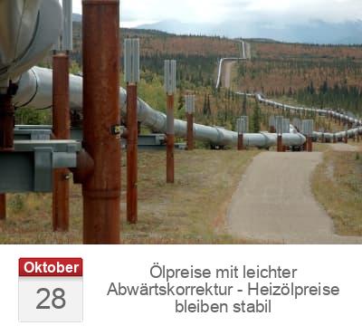 Ölpreise mit leichter Abwärtskorrektur - Heizölpreise bleiben stabil