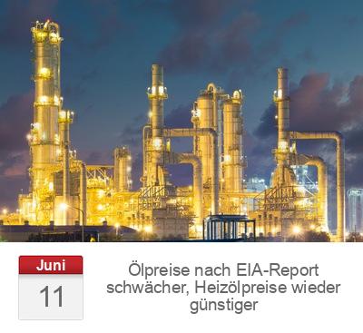Ölpreise nach EIA-Report schwächer, Heizölpreise wieder günstiger
