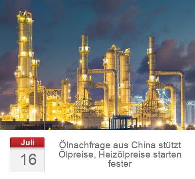Ölnachfrage aus China stützt Ölpreise, Heizölpreise starten fester