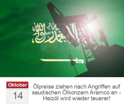 Ölpreise ziehen nach Angriffen auf saudischen Ölkonzern Aramco an - Heizöl wird wieder teuerer!