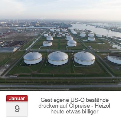 Gestiegene US-Ölbestände drücken auf Ölpreise - Heizöl heute etwas billiger