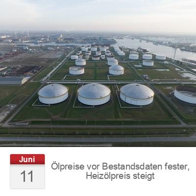 Ölpreise vor Bestandsdaten fester, Heizölpreis steigt