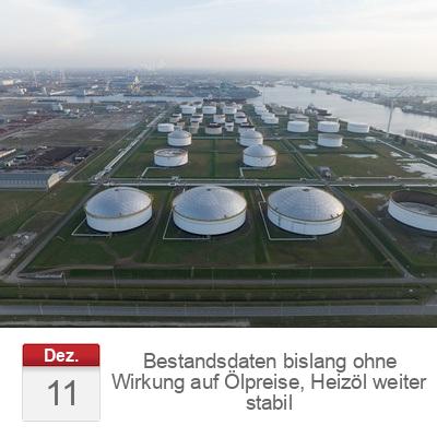 Bestandsdaten bislang ohne Wirkung auf Ölpreise, Heizöl weiter stabil