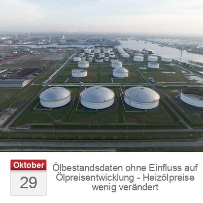 Ölbestandsdaten ohne Einfluss auf Ölpreisentwicklung - Heizölpreise wenig verändert