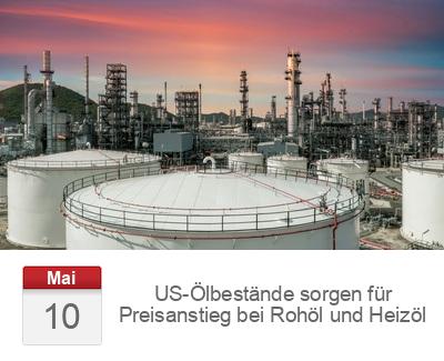US-Ölbestände sorgen für Preisanstieg bei Rohöl und Heizöl 