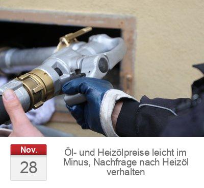 Öl- und Heizölpreise leicht im Minus, Nachfrage nach Heizöl verhalten
