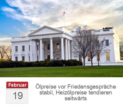 Ölpreise vor Friedensgespräche stabil, Heizölpreise tendieren seitwärts