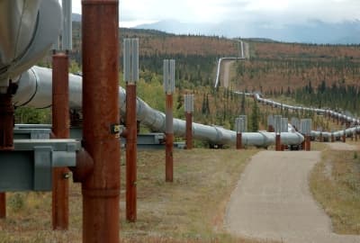 Pipeline verläuft durch eine Landschaft mit Wald und Hügeln